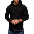 2021 Oversized  Autumn Large Size New Solid Color Shoulder Pleated Hem X-Shaped Leather Logo  Pullover Men's plus-size hoodies